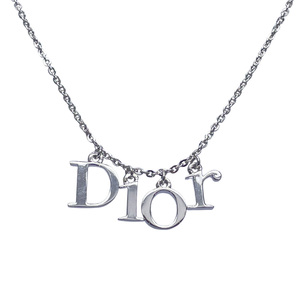 中古A/美品 Christian Dior クリスチャンディオール メタル ネックレス ロゴ ヴィンテージ レディース シルバー 20496615