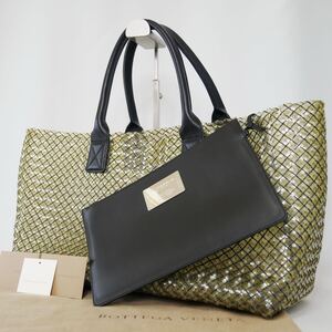 【極美品 世界500個限定 ポーチ付】BOTTEGA VENETA ボッテガヴェネタ カバ ハンドバッグ トートバッグ イントレチャート クリア 大容量 黒