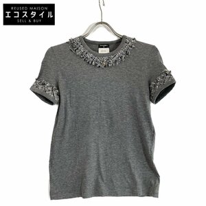 美品/国内正規 CHANEL シャネル 10P P37903V27004 コットン 半袖Tシャツ/ トップス 34 グレー レディース