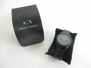 中古 アルマーニ ARMANI クォーツ腕時計 アナログ ステンレス 3針 ブラック文字盤 メンズ