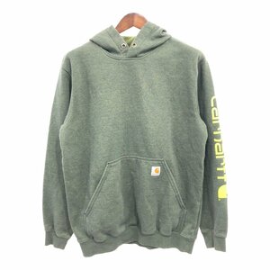 SALE/// Carhartt カーハート スウェット パーカー トップス ワーク 袖プリント グリーン (メンズ M) P9593