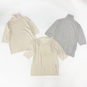 a16♪ 〈カシミヤ100%☆〉 SEnS 3点まとめ 3点セット 半袖ニット タートルネックセーター 薄手トップス Mサイズ レディース 女性服