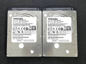 【送料無料】 2個セット ★ 500GB ★　TOSHIBA　/　 MQ01ABF050　良品　2.5インチ内蔵HDD　厚さ7mm　SATA　東芝 2台まとめ　[管理■SVYW]