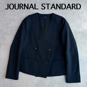 JOURNAL STANDARD ノーカラー　ジャケット　ダブルジャケット　ノーカラージャケット ネイビー 紺色　ジャーナルスタンダード