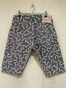 ※EVISU エヴィス エビス LOT 7550 総柄カモメ ハーフ ショート デニムパンツ 日本製 32 　　　　　　　　 BJBB.H