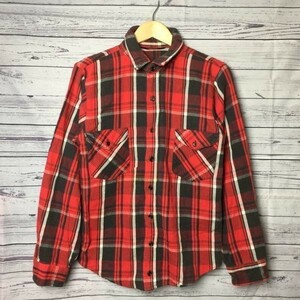 80sビンテージ★OSH KOSH★フランネルシャツ【M/赤×黒×白】スクエアチェック/オシュコシュ◆BA25-A1