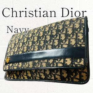 【訳アリ品】Christian Dior(クリスチャンディオール) クラッチバッグ トロッター ネイビー 紺