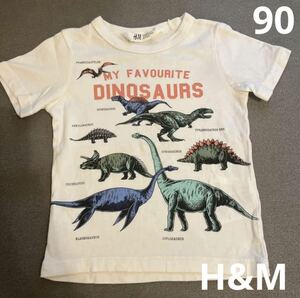 【美品】エイチアンドエム H&M 恐竜 Tシャツ キッズ 90cm 恐竜半袖Tシャツ ティラノサウルス トリケラトプス 