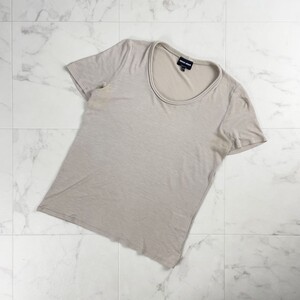 GIORGIO ARMANI ジョルジオアルマーニ ラウンドネック半袖カットソー Tシャツ トップス レディース グレーベージュ サイズ42*SC1262