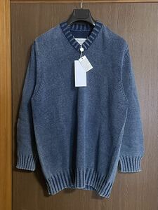 XS新品69%of メゾンマルジェラ デストロイ オーバーサイズ ロング ニット コットン セーター 21AW XS Maison Margiela 1 レディース ブルー