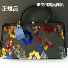 POLLINI ハンドバンクベロア花柄イタリア製タグ付き未使用美品