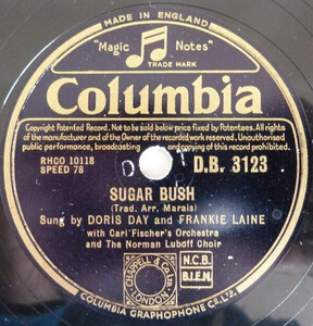 英78RPM/SP Doris Day And Frankie Laine Sugar Bush / How It Lies, How It Lies, How It Lies! DB3123 Columbia /00500