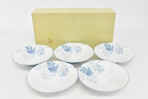 (810M 0528M20) 1円～ 未使用 乃りたけ ノリタケ 浅小鉢揃 5枚 スイカ絵 深皿 丸皿 和食器