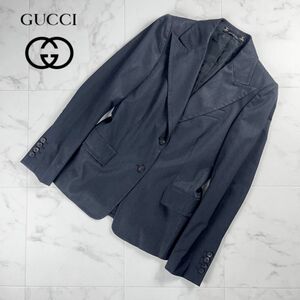 美品 GUCCI グッチ ウール混 テーラードジャケット イタリア製 総裏 レディース 黒 ブラック サイズ40*MC985