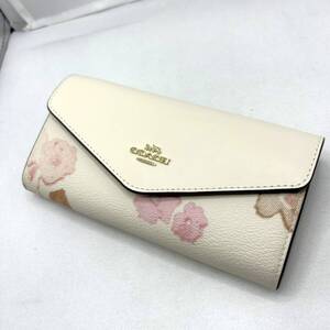 Z3195★COACH コーチ エンベロープ ウォレット フローラル プリント 長財布 未使用 保管品 G2480 アイボリー 白 CU162 IMCAH 花柄 