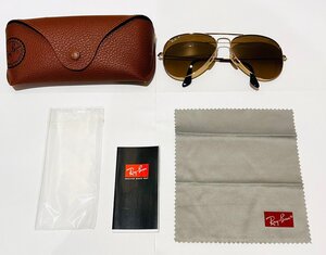 【GMF0916.4-416】【1円～】RayBan レイバン サングラス RB3025 AVIA TOR LARGE METAL 001/M2 58□14 ゴールド系 ブラウン ケース付き