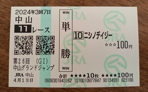 即決！2024年 中山グランドジャンプ JG1 ニシノデイジー 現地 単勝馬券