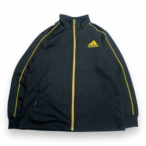 adidas アディダス トラックジャケット 長袖ジャージ ジップアップ スポーツウェア ワンポイントロゴ ブラック×ゴールド O