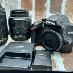 1円スタート！ NIKON D3200 AF-S DX 18-55mm VR AF-S 55-200mm VR ニコン デジタル一眼 Wズーム レンズ2本 