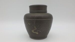 ●骨董 茶道具 茶壷 錫製 古錫 間村白造 現状品 227g 小壺 茶心壺 中古品 傷あり 凹みあり 本体のみ 当時物