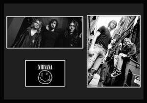 10種類!Nirvana/ニルヴァーナ/ROCK/ロックバンドグループ/証明書付きフレーム/BW/モノクロ/ディスプレイ (5-3W)