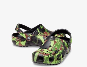 CROCS Classic Spray Camo Clog カモ　迷彩　黒ｘ緑系　29cm