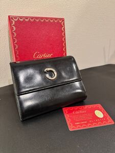 【1円スタート】Cartier パンテール　三つ折り財布　ユニセックス　黒