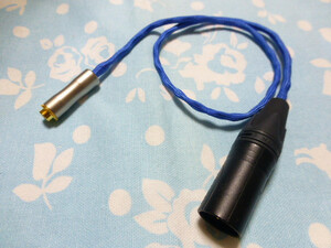 4.4mm5極 (メス)→ XLR コネクタ 4ピン 変換ケーブル オーグライン +pt 撚り線 40cmほど トープラ販売 ( 4.4mm5極 スリーブ配色変更可