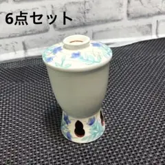 蓋付き　湯呑み　高台　ひょうたん型抜き　6点セット