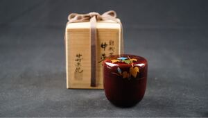 【侍G299】 中村宗悦 作 朝顔 蒔絵 中棗 共箱 共布 茶道具 