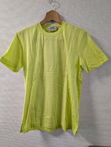 ★□未使用 HERMES エルメス コットン100％ 半袖 カットソー Tシャツ クルーネック Sサイズ 黄緑 レディース 箱付き タグ付き