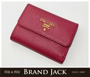 ◎PRADA プラダ サフィアーノ メタル 三つ折り財布 1MH025 レザー ピンク系 コンパクト ミニ