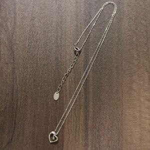 4℃ ヨンドシー SILVER 刻印 ハート デザイン ネックレス ペンダントトップ 全長約40cm アクセサリー 装飾品 E95