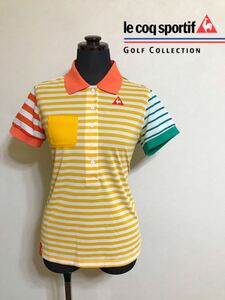 le coq sportif GOLF COLLECTION ルコック ゴルフ レディース ボーダー ドライ ポロシャツ トップス サイズL 半袖 QGL1920 デサント製