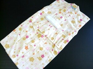 女の子 女児 子供浴衣 クリーム色 花かのこ うさぎ柄 110ｃｍ 新品 057