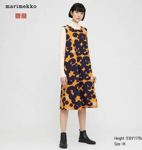 ⑫Mサイズ（欧米S）★1回着美品★ユニクロのマリメッココラボワンピース★オレンジ