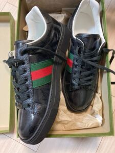 新品　未使用　gucci スニーカー ace 37 24cm相当　レディース ユニセックス メンズ グッチ　靴　レザー　シューズ　