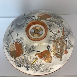 九谷焼　蓋付お碗　 色絵　金継ぎ　 骨董品　 古美術品　 時代品　共箱