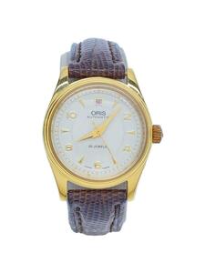 ORIS◆7446/25石/オート/自動巻腕時計/アナログ/レザー/SLV/BRW/SS/7446/202401