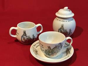 A7683●ウェッジウッド WEDGWOOD ピーターラビット カップ＆ソーサー/両手カップ/蓋付きポット スレキズ小汚れなどあり