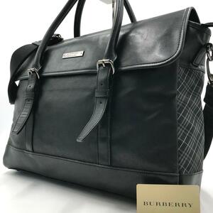 【最高級】バーバリーブラックレーベル BURBERRY BLACK LABEL メンズ ビジネスバッグ A4収納可能 チェック レザー ブラック 黒 書類鞄