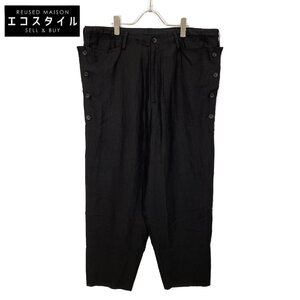 Yohji Yamamoto POUR HOMME ヨウジヤマモトプールオム HZ-P18-326 23SS ブラック サイドボタンリネンパンツ 2 ブラック メンズ