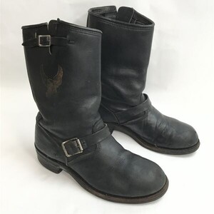 80s/PT83☆ハーレーダビッドソン/HARLEY DAVIDSON☆エンジニアブーツ/バイク【26.5-27.5/黒】motorcycle/Leather/Boots/shoes◇bWB107-5