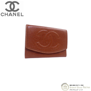 シャネル （CHANEL） キャビアスキン ココマーク ミディアム 二つ折り コンパクト 財布 ヴィンテージ品 A01433 ブラウン（中古）