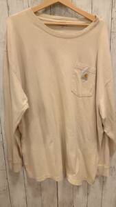 輸入古着 Carhartt カーハート ベージュ K126 SND 長袖シャツ カーハートTシャツ メンズTシャツ コットン 2XL