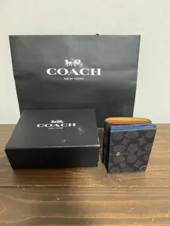 COACH 三つ折り財布 黒 レザー