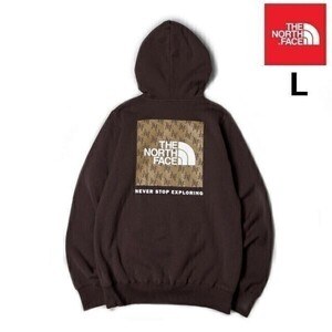 1円～!売切!【正規新品】THE NORTH FACE BOX NSE PULLOVER HOODIE パーカー US限定 ボックスロゴ 裏起毛 登山 グラフィック(L)茶 181130-30