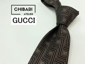 【超美品】GUCCI　グッチ　全面Gロゴ柄 ネクタイ 3本以上 送料無料 メンズ ブラウン　1202252