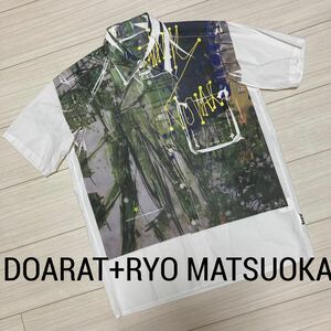 レア■DOARAT + RYO MATSUOKA■コラボ 松岡亮 アート シャツ S 白 ホワイト グリーン 一発プリント メッセージ ドゥアラット 半袖