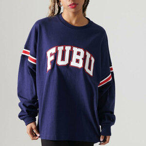 新品 L FUBU フブ Classic Arch Logo embroidery Tee Navy 刺繍 アーチ ロゴ 長袖 Tシャツ